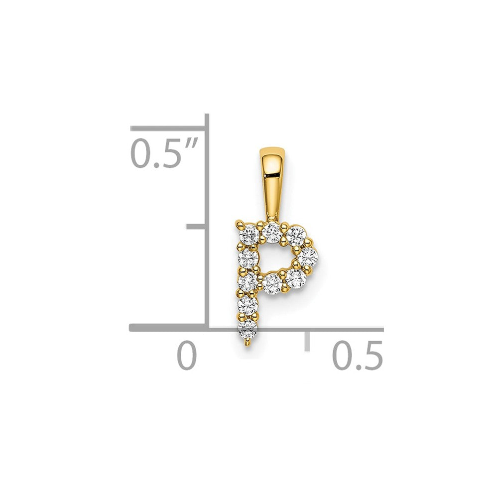 14k 1/10 carat Lab Grown Diamond VS/SI+ G+ Letter P Initial Pendant