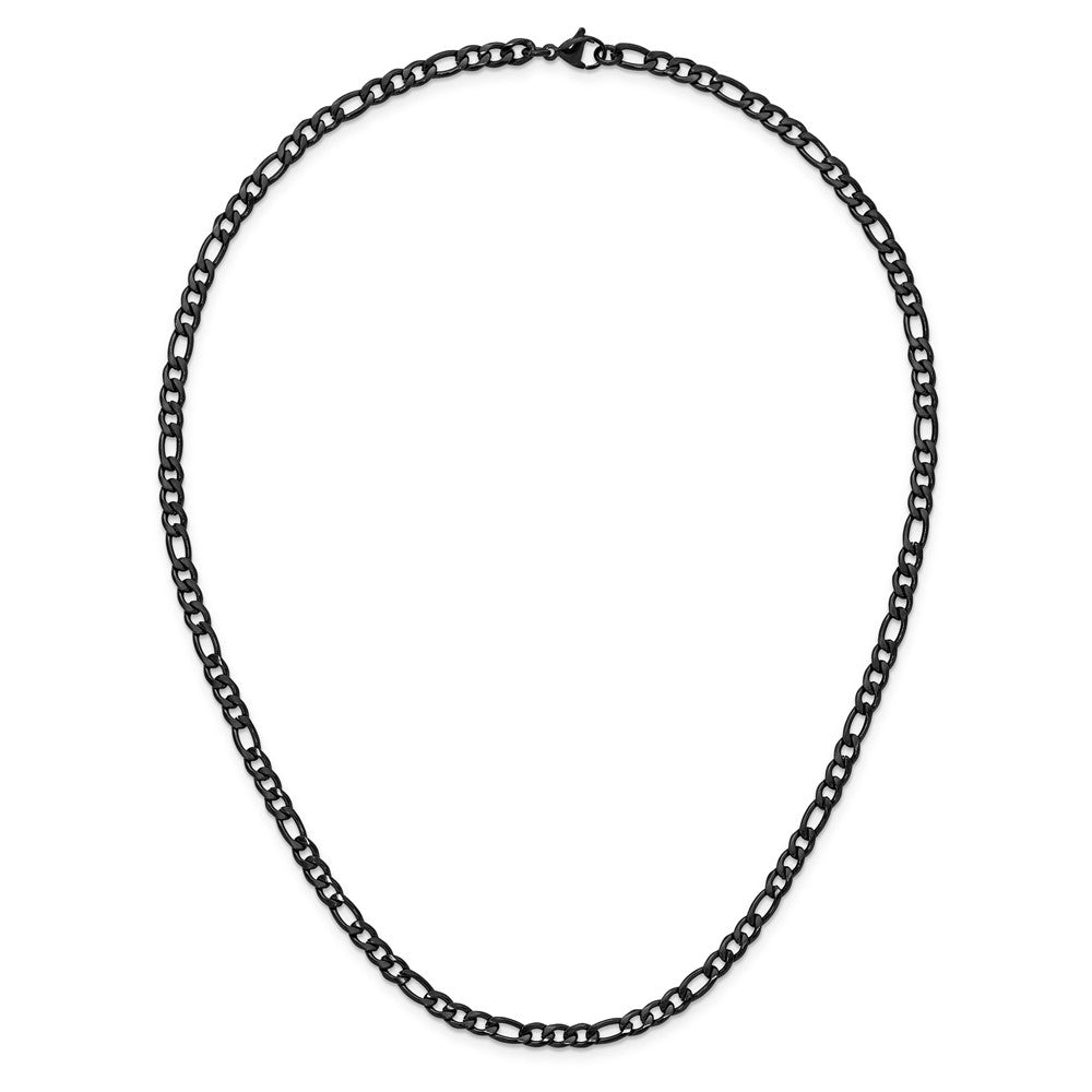 Chisel Stainless Steel Polished Black IP-plated 4.5mm 20 inch Figaro Chain