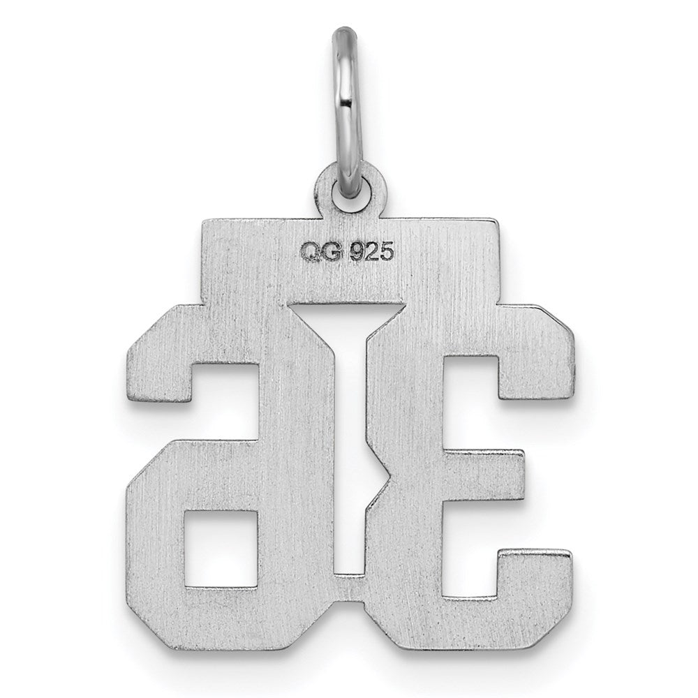 Sterling Silver/Rhodium-plated Satin Number 36 Charm