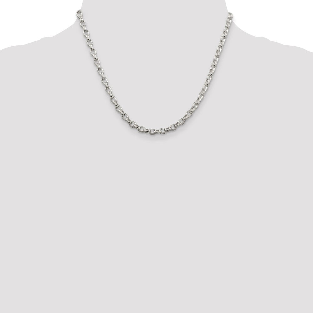 Sterling Silver 4.4mm Oval Fancy Rolo Chain 18 Inches