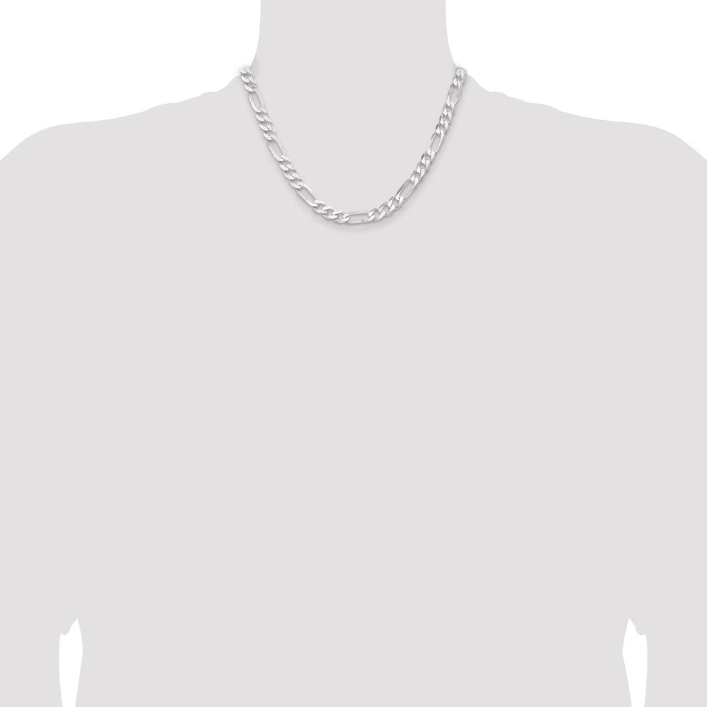 Sterling Silver 7.5mm Figaro Chain 18 Inches