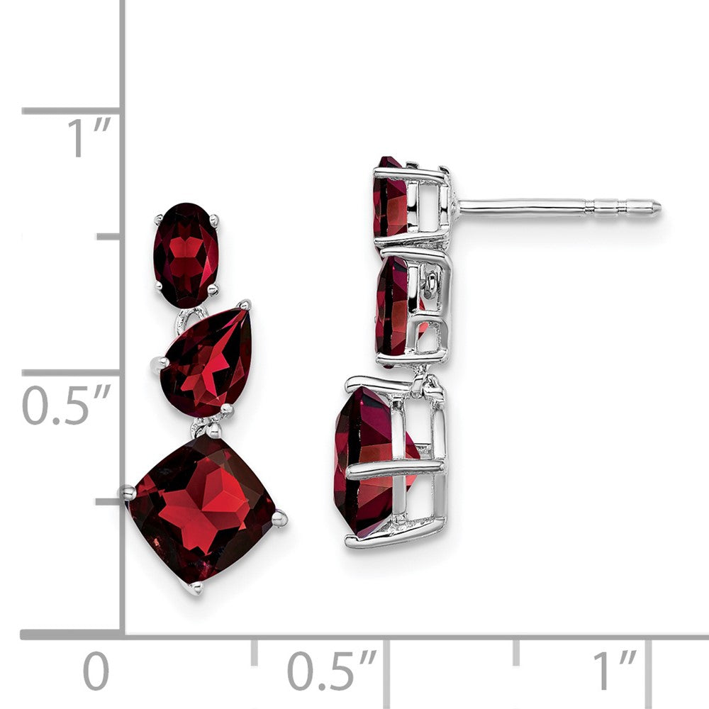 14k White Gold Garnet Dangle Earrings