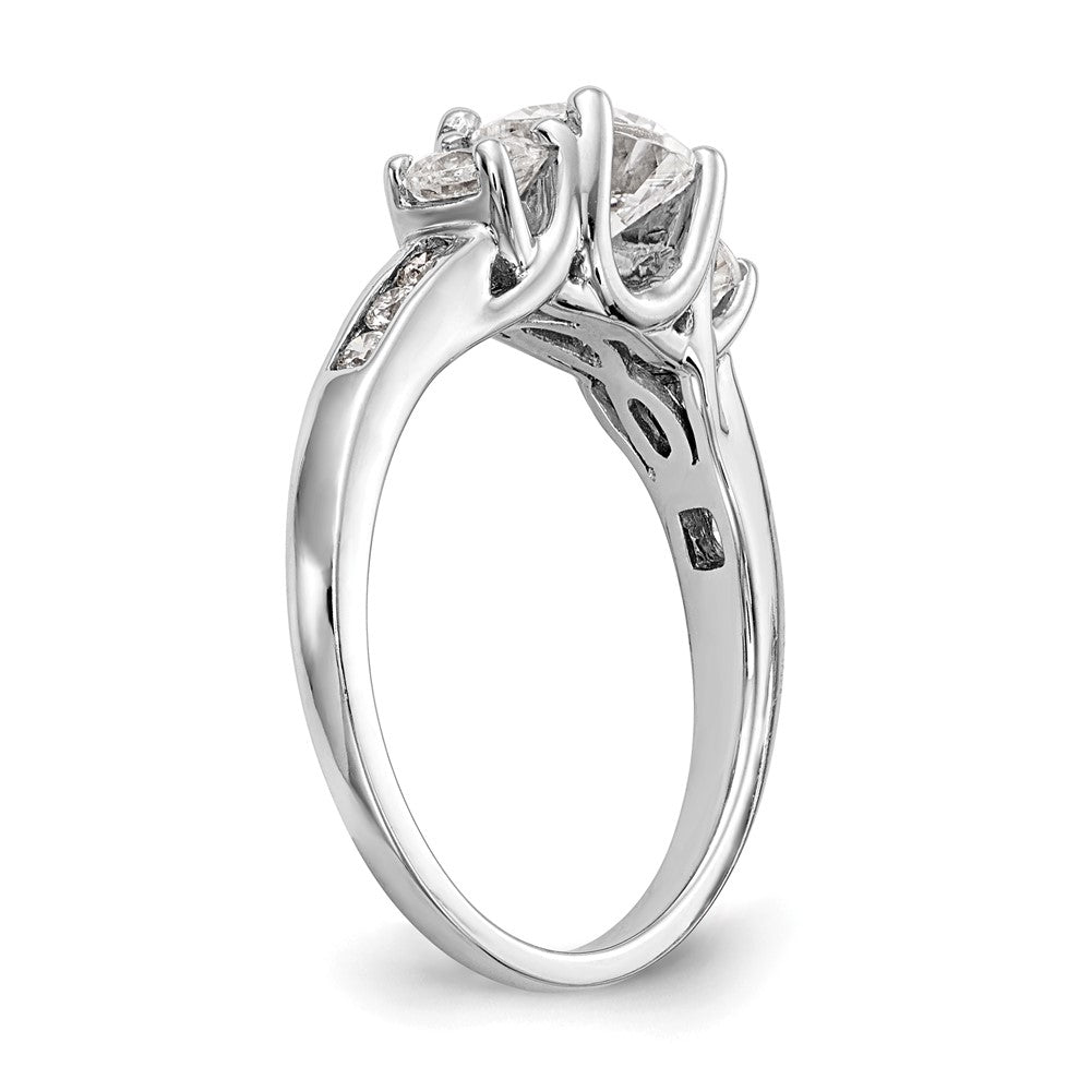 True Origin 14K White Gold 1/6 carat Lab Grown Diamond VS/SI D E F Semi Mount Three Stone Ring