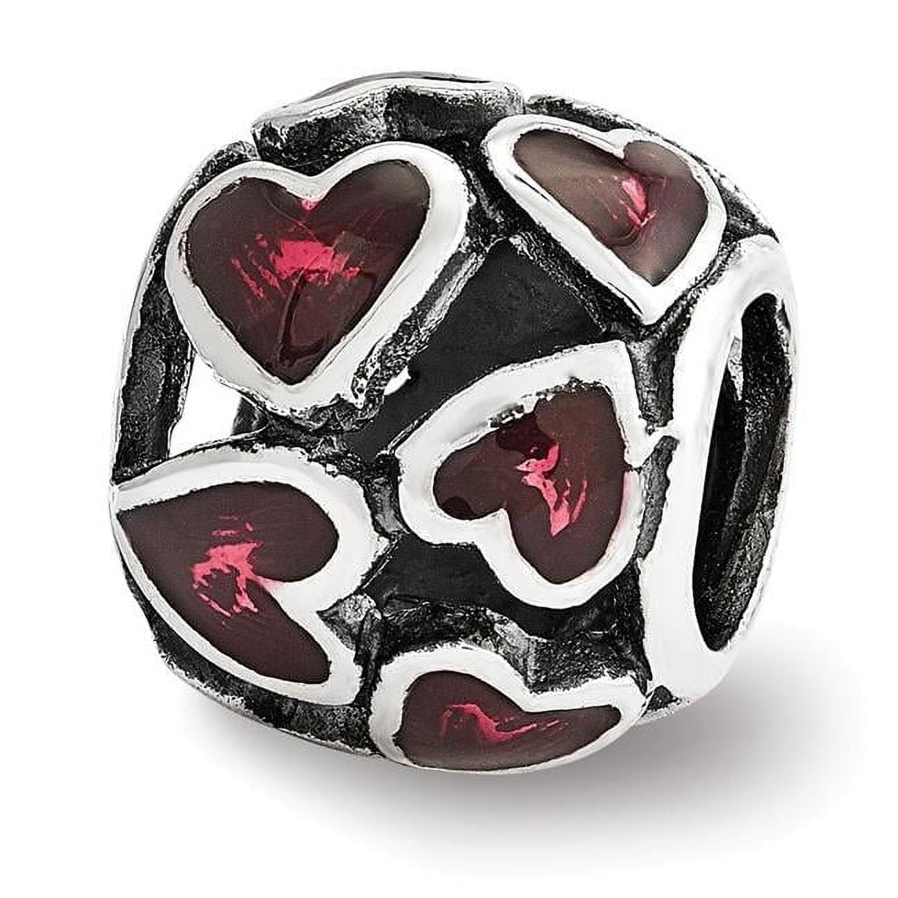 Reflection Beads Sterling Silver Reflections Red Enamel Filigree Heart Bead