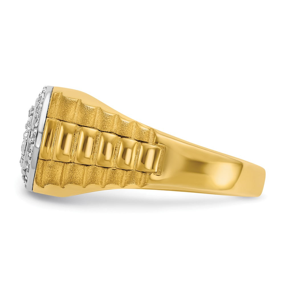 IBGoodman 14k Two-tone Men's Polished Satin and Ribbed Round Cluster Ring Mounting