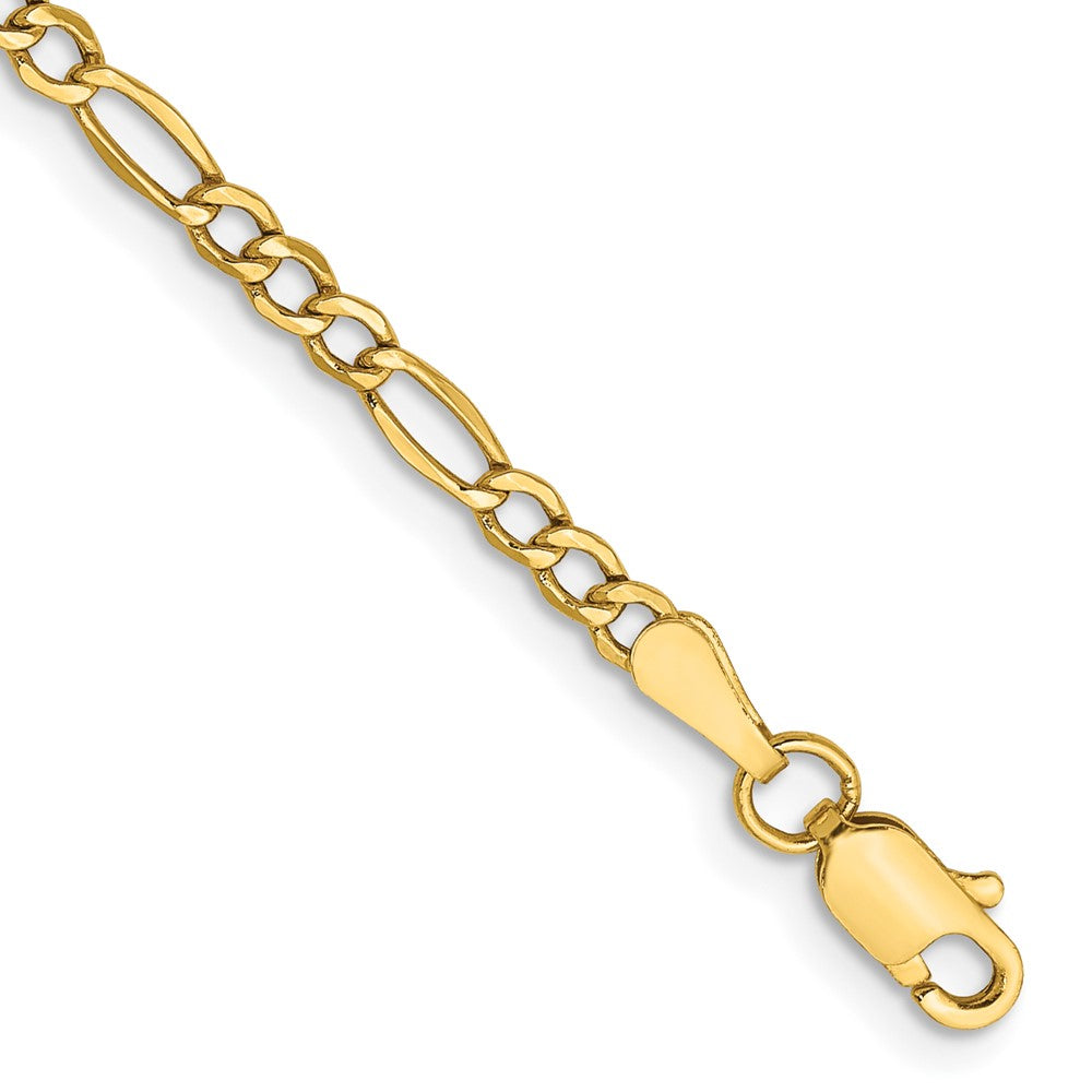 14K 7 inch 2.5mm Semi-Solid Figaro with Lobster Clasp Bracelet 7 inches