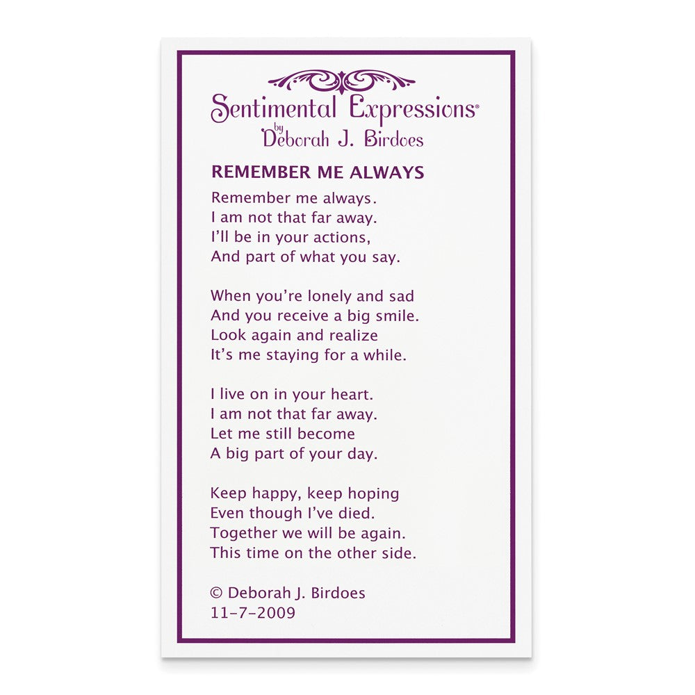 Sentimental Expressions Sterling Silver Rhodium-plated Remember Me Always 18in Necklace 18 Inches