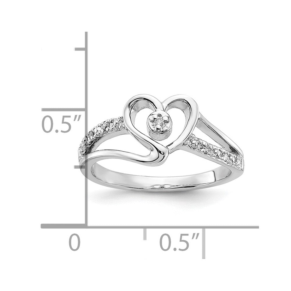 Sterling Silver Polished Fancy Diamond Heart Ring