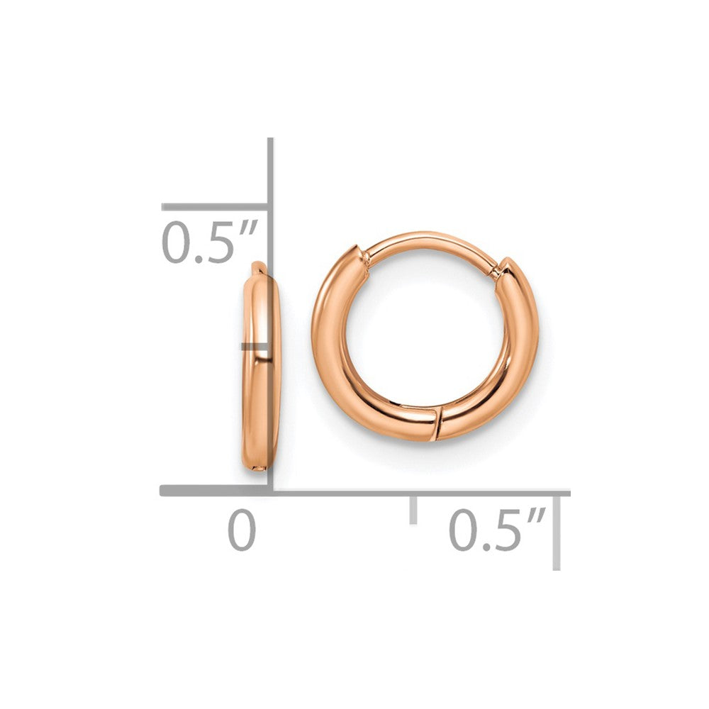 Stainless Steel Polished Rose IP-plated 1.6mm Hinged Hoop Earrings