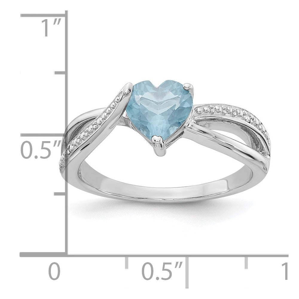 Sterling Silver Heart Shaped Syn March & Diamond Ring