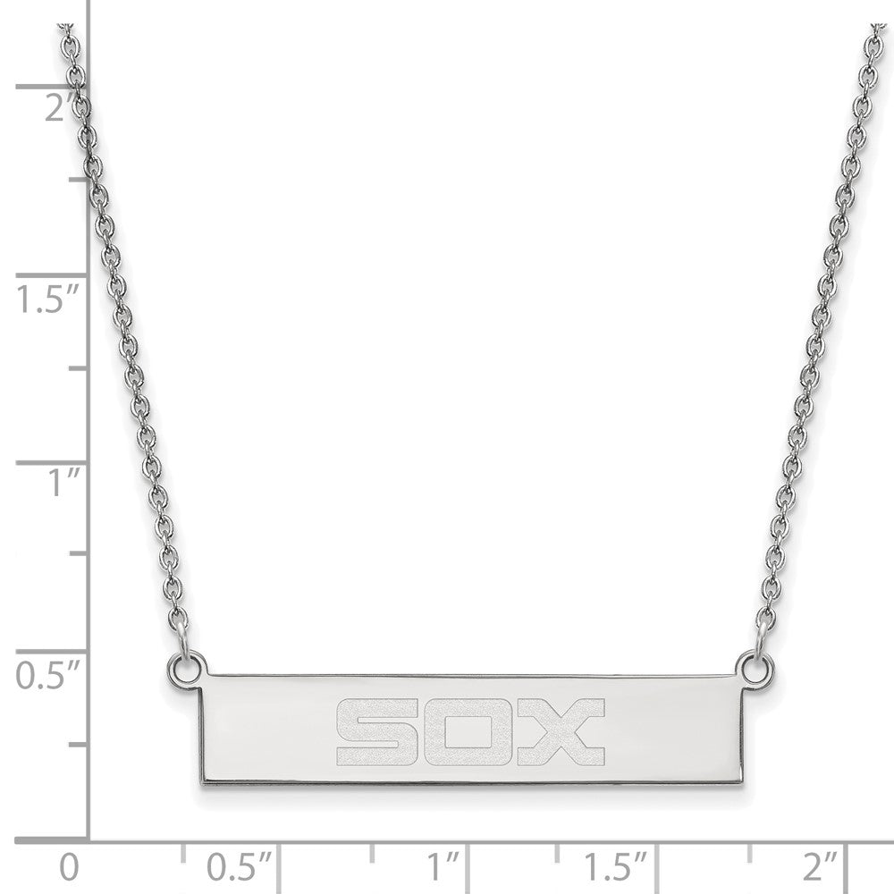 Sterling Silver Rhod-plated Chicago White Sox Team Script Bar 18 inch Necklace