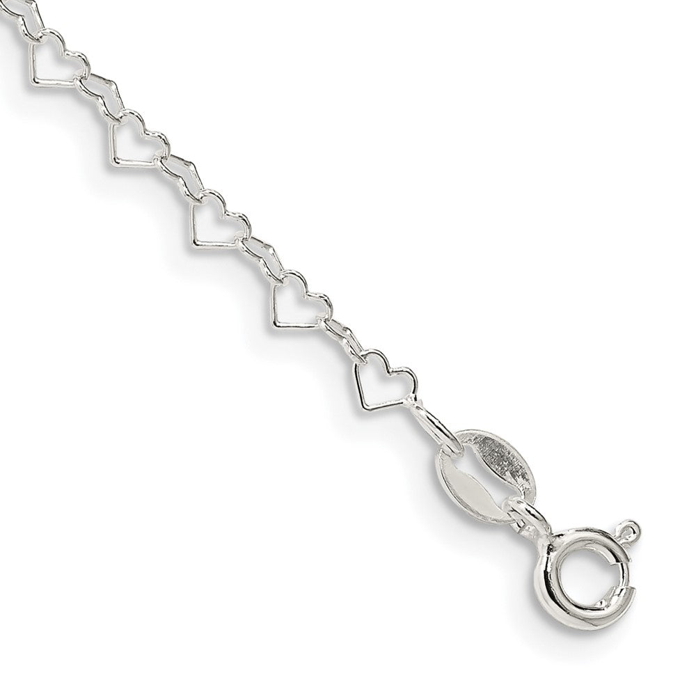 Sterling Silver 3.5mm Fancy Heart Link Chain 7 inches