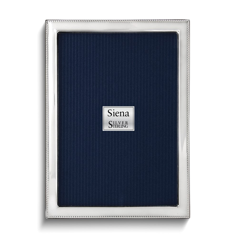 Sterling Silver Tarnish Resistant Plain Outer Beaded 4x6 Frame with Finished Wood Back