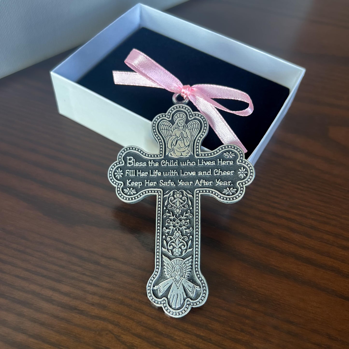 Cathedral Art CM7 Baby Girl Cross Crib Medal, 3-Inch High
