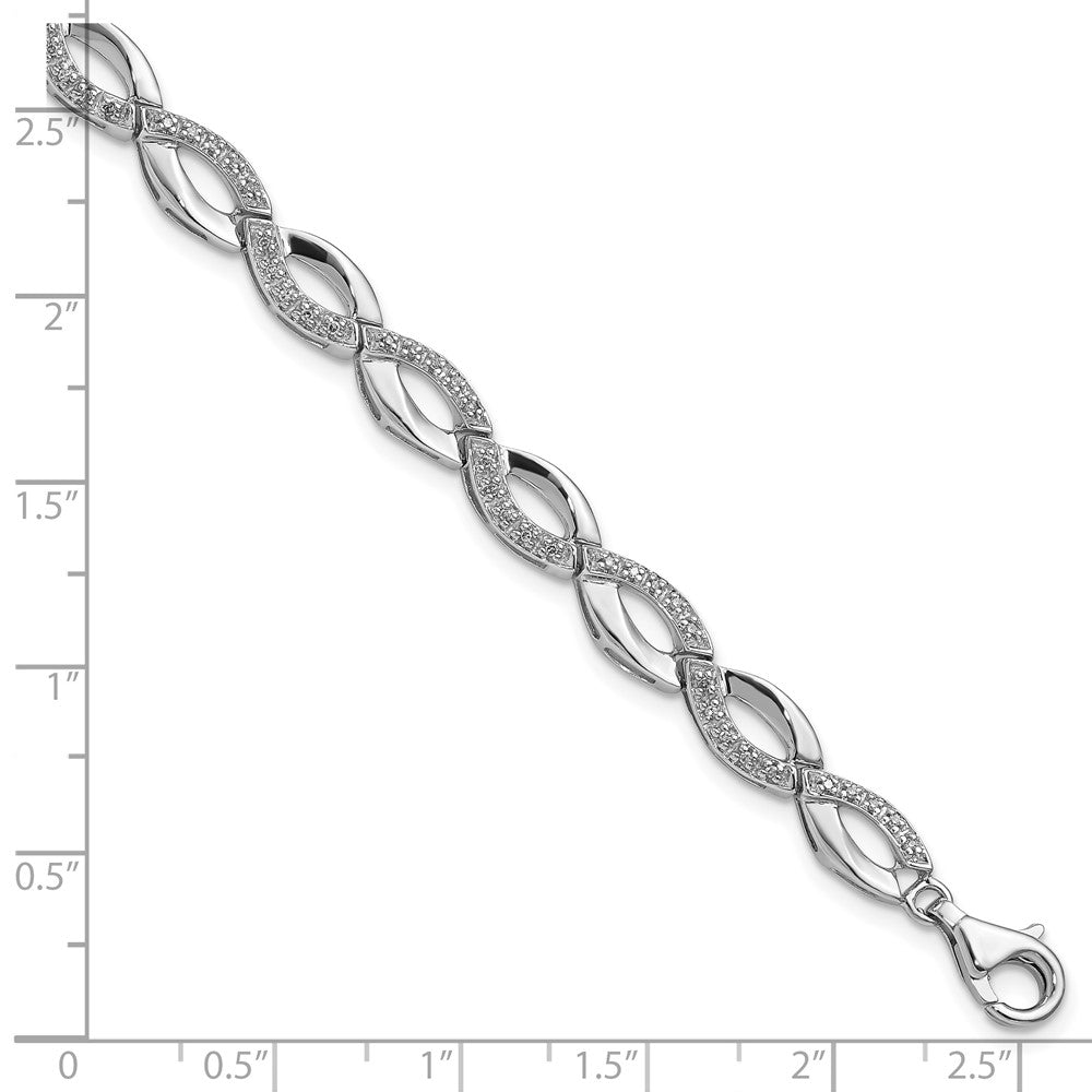 Sterling Silver Rhodium-plated Diam. Bracelet 7 inches