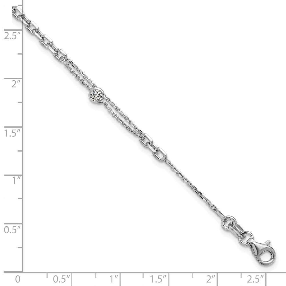 Sterling Silver Rhodium-plated CZ with 1in ext. Bracelet