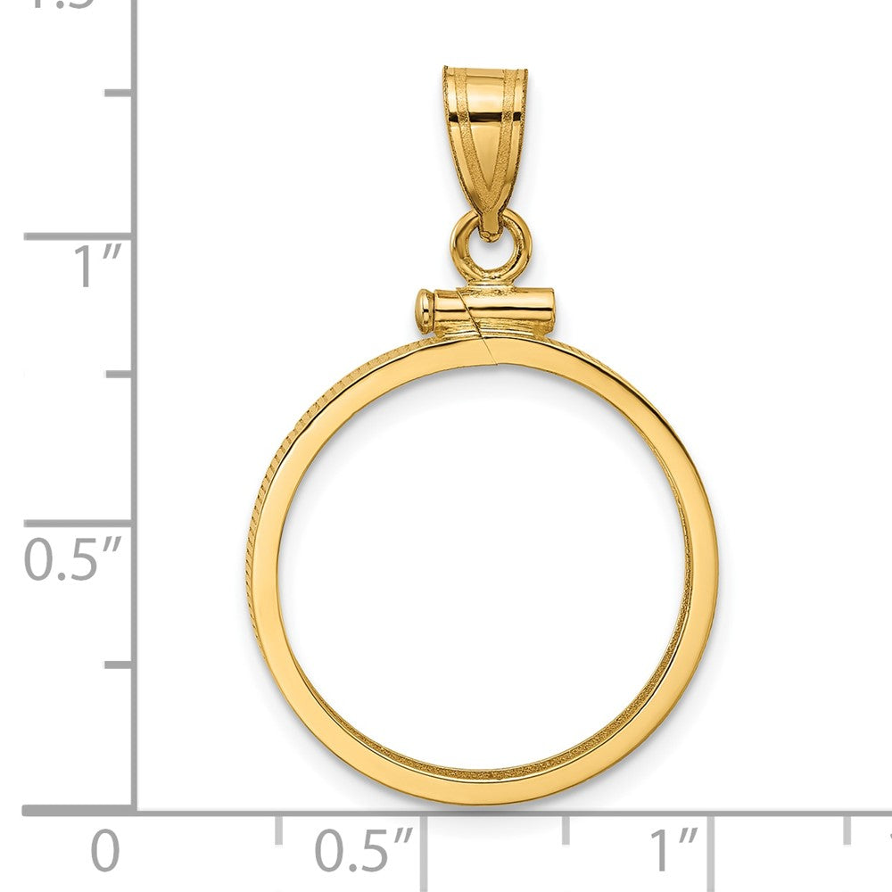 Wideband Distinguished Coin Jewelry 14k Polished 20.0mm x 2.1mm Screw Top Coin Bezel Pendant