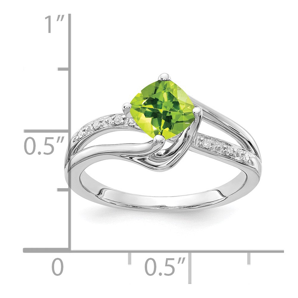 10K White Gold Peridot and Diamond Ring