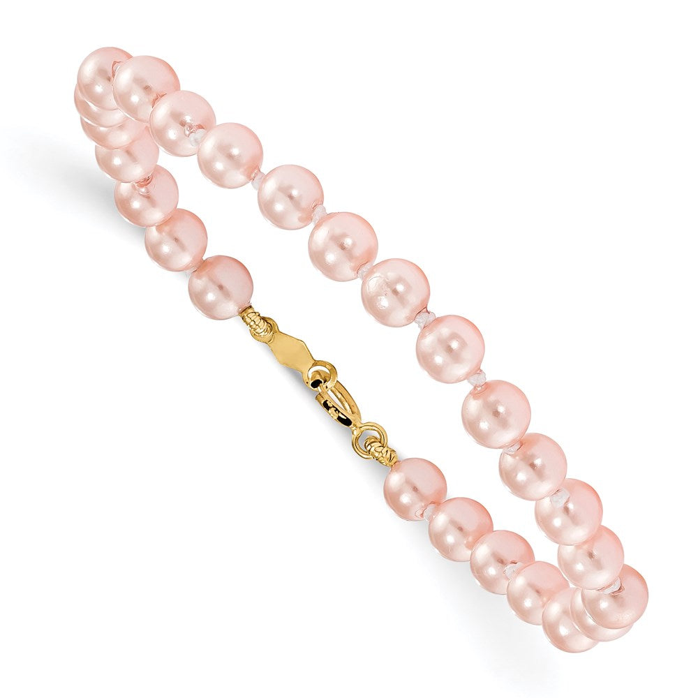 14k Madi K 4.5mm-5.5mm Pink Imitation Shell Pearl 5.25 inch Bracelet 5.25 inches