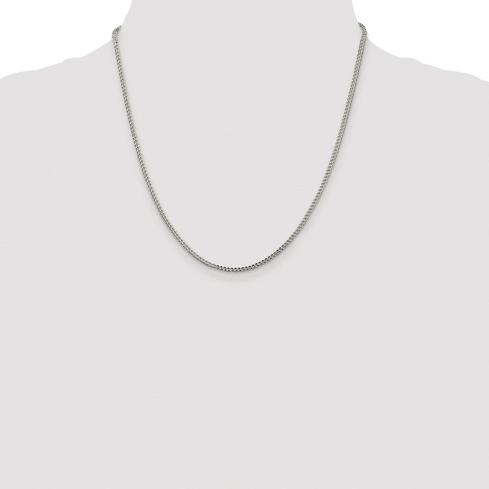 Sterling Silver Rhodium-plated 2mm D/C Square Franco Chain