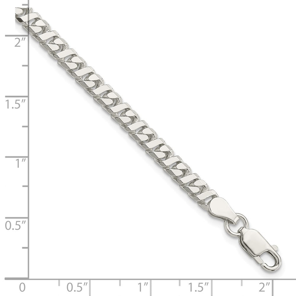 Sterling Silver 4.25mm Fancy Flat Link Bracelet 8 inches