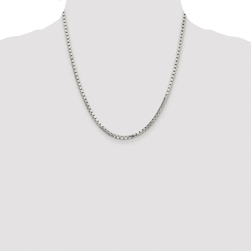 Sterling Silver Rhodium-plated 2.9mm 8 Sided Diamond-cut Box Chain