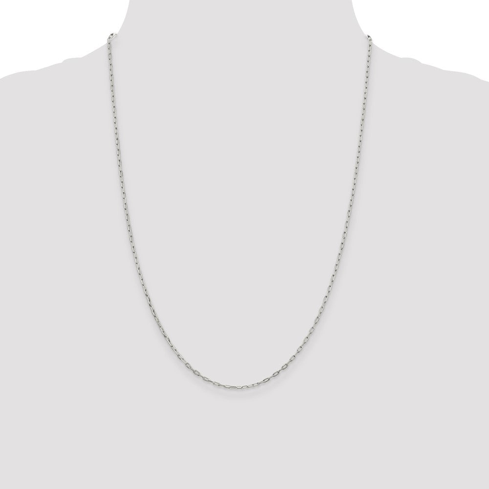 Sterling Silver 1.75mm Elongated Open Link Chain 24 Inches