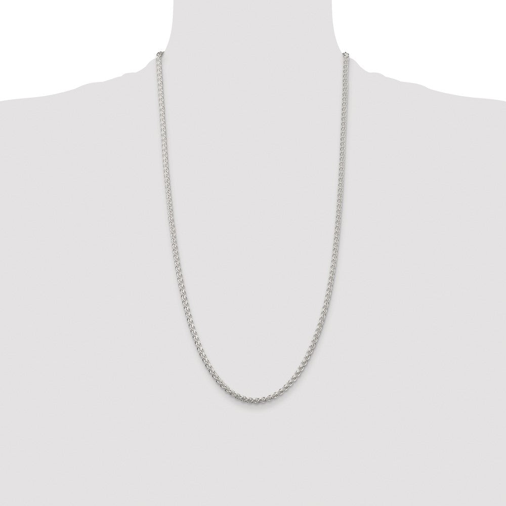 Sterling Silver Rhodium-plated 3mm Round Spiga Chain