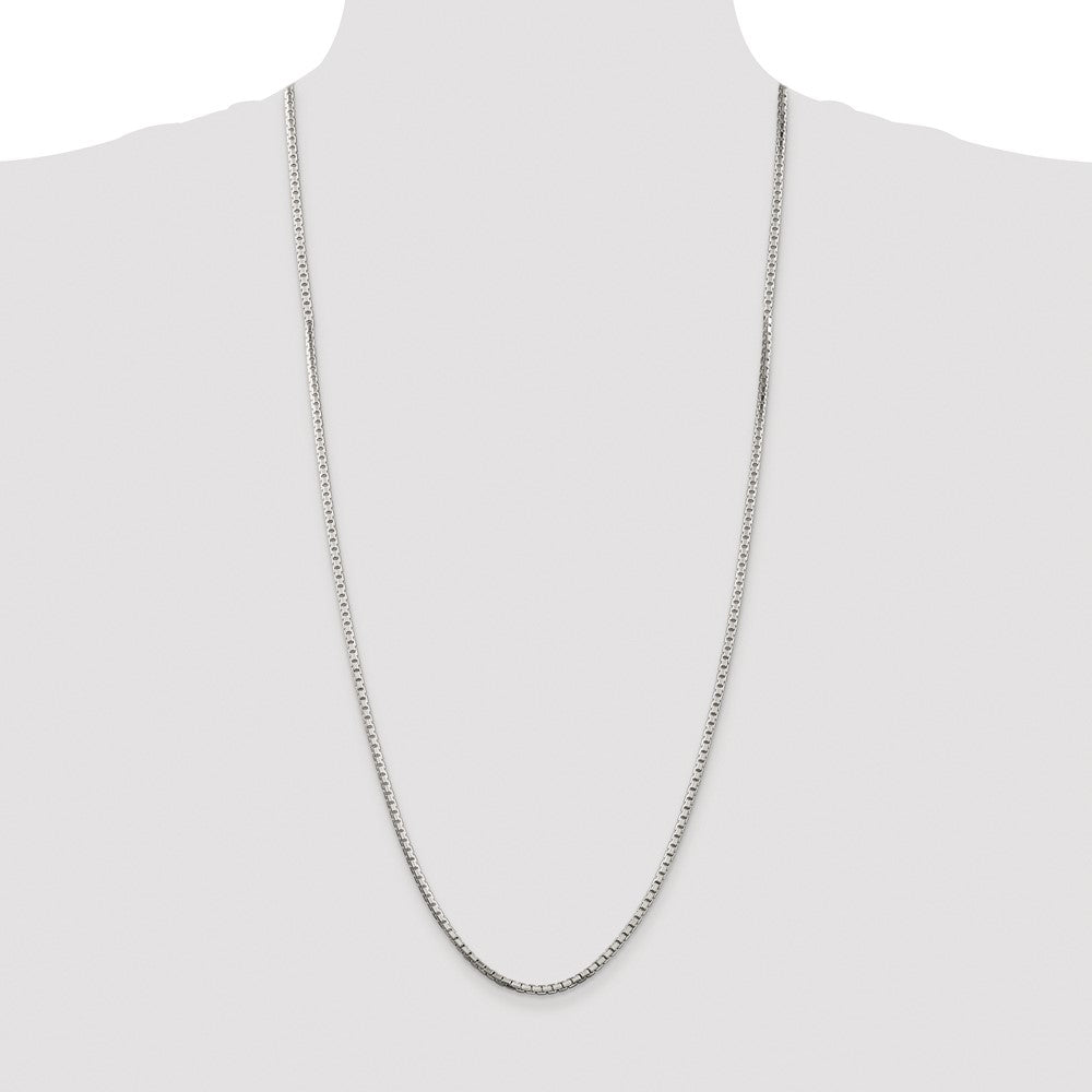 Sterling Silver Rhodium-plated 2.5mm 8 Sided Diamond-cut Box Chain