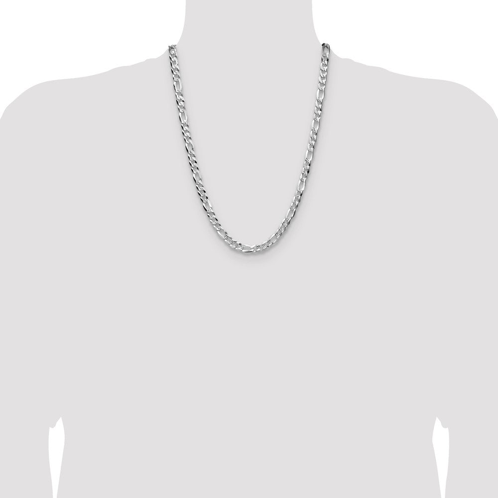 Sterling Silver 7.0mm Flat D/C Pave Figaro Chain