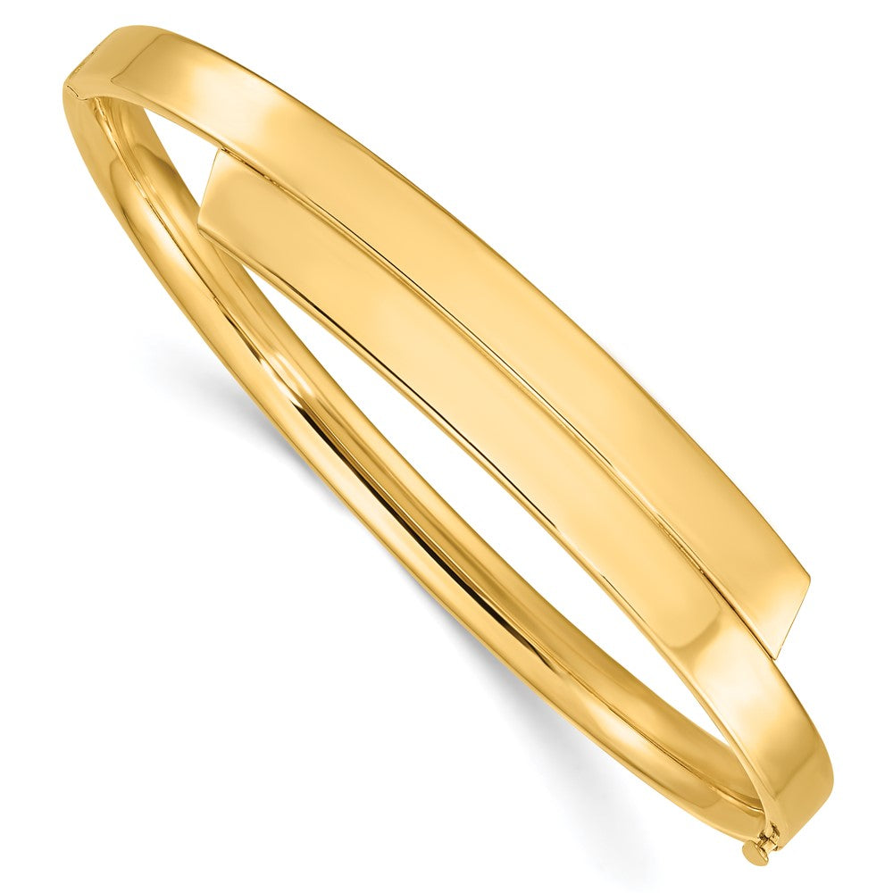 14ky 3/16 Polished Overlap Hinged Bangle 7 inches