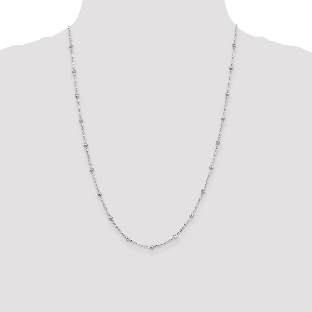 Sterling Silver 1.3mm Fancy Beaded Chain 24 Inches