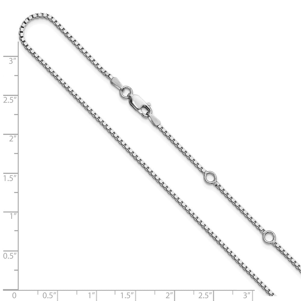 SS Rh-plated 1.5mm Box 1in+1in Adjustable Chain