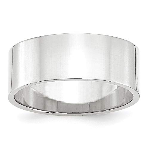 10k White Gold 8mm Lightweight Flat Wedding Band Size 10.5