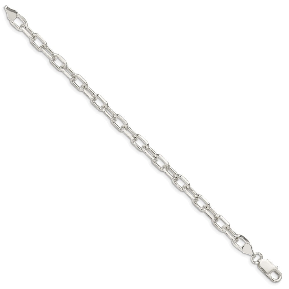 Sterling Silver 6.65mm Diamond-cut Long Link Cable Chain 8 inches