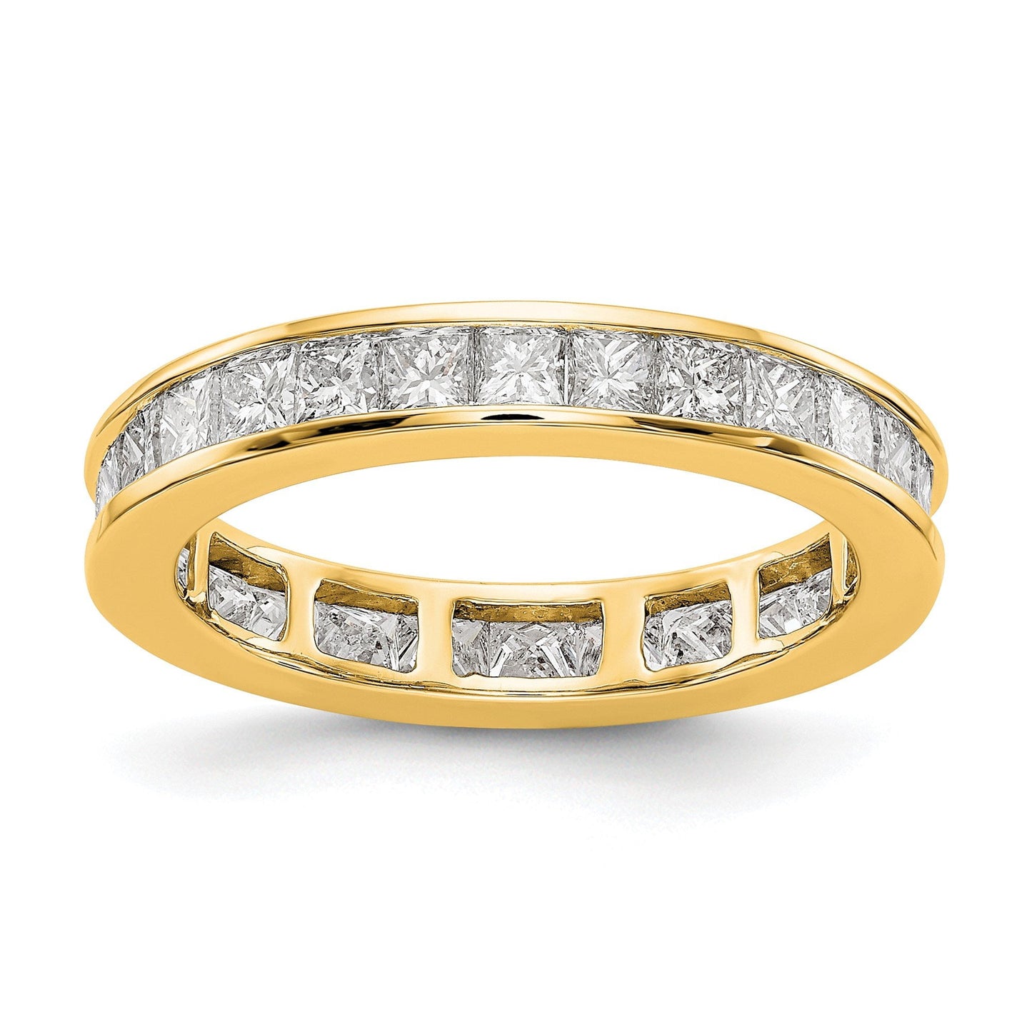 14k Polished Size 7 Channel-set 2 carat Princess Diamond Complete Eternity Band