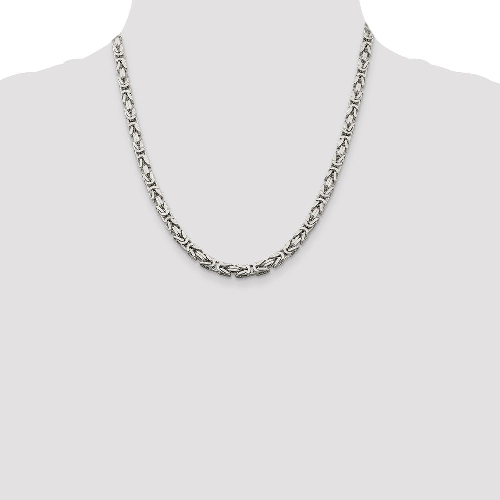 Sterling Silver 5mm Byzantine Chain 20 Inches