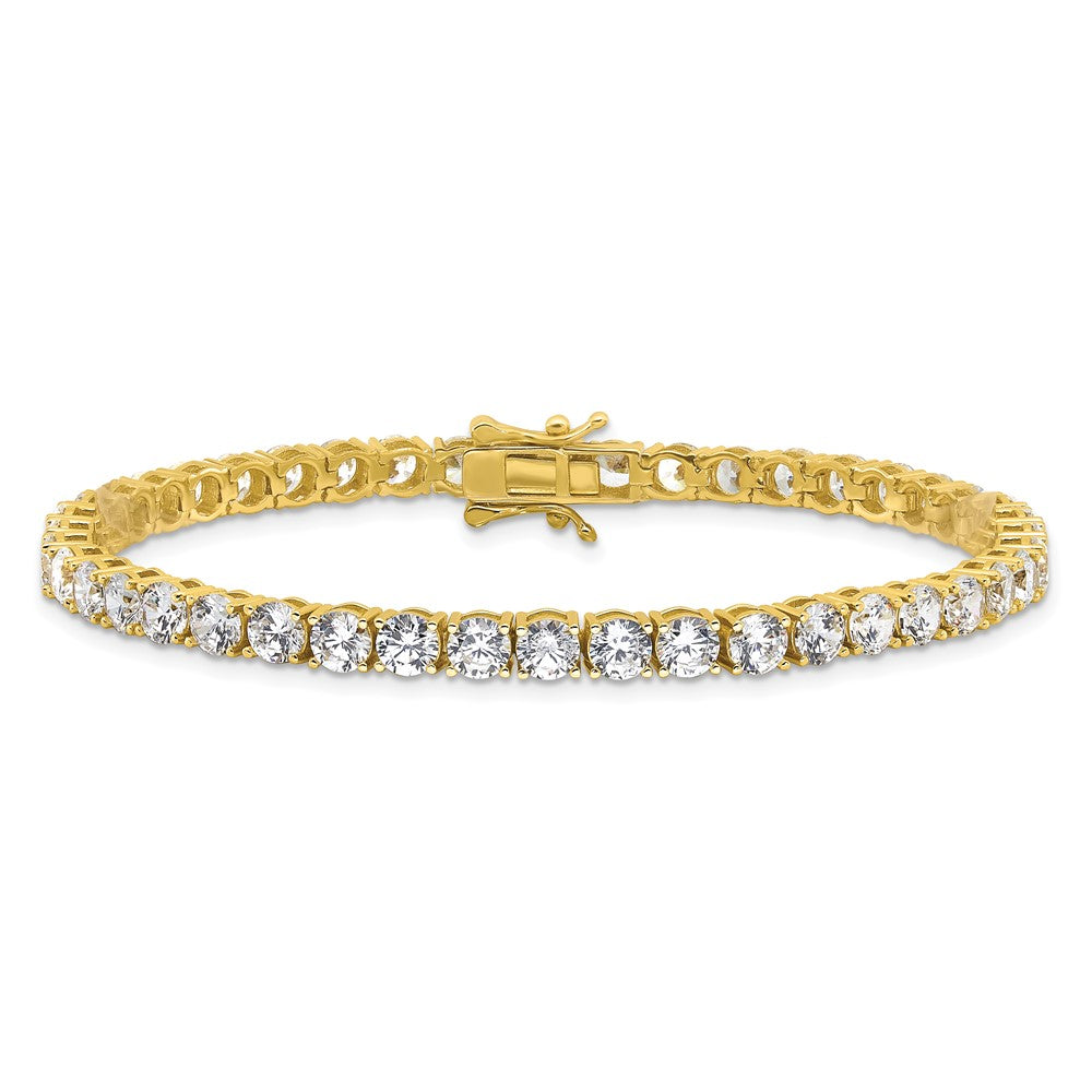 Sterling Silver Gold-tone 4mm CZ 7.5in Tennis Bracelet 8 inches