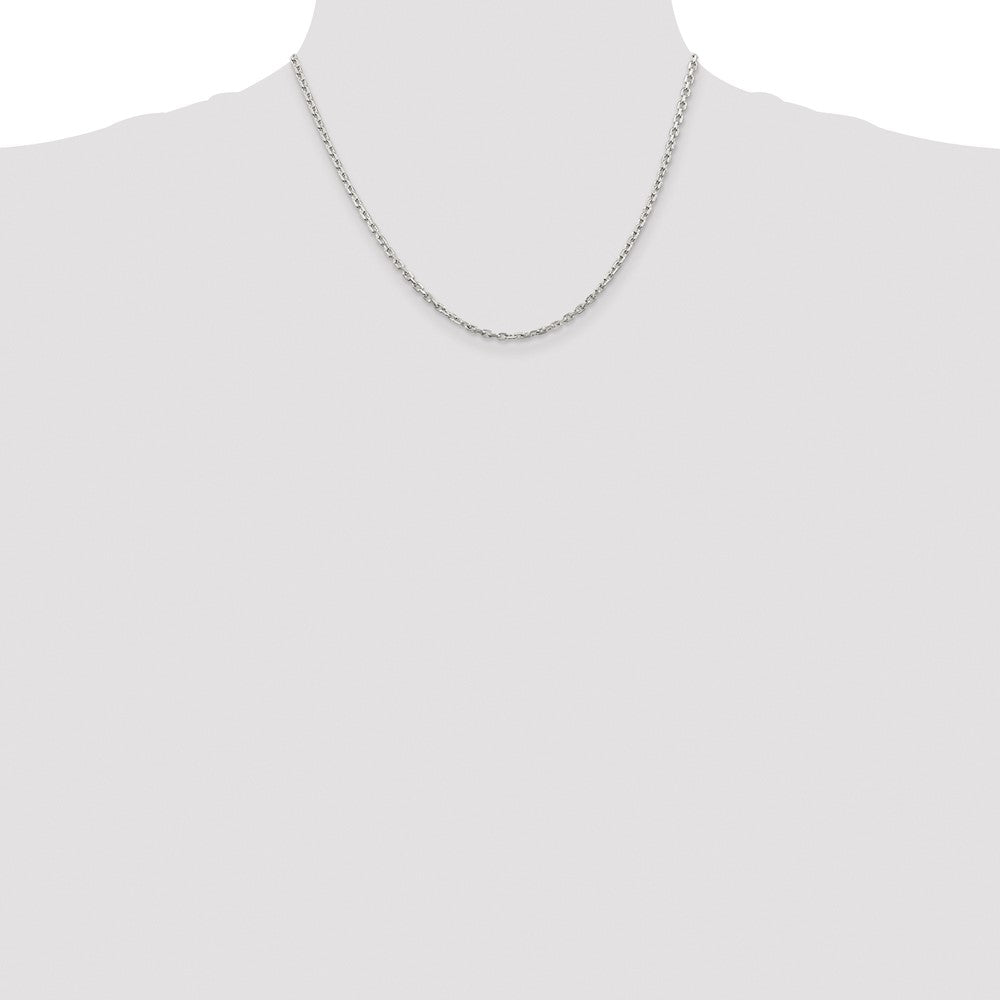 Sterling Silver Rhodium-plated 2.75mm Beveled Oval Cable Chain
