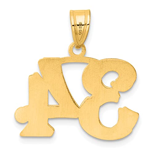 14k Polished Etched Number 34 Pendant