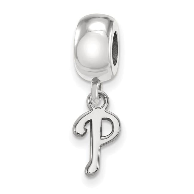 Sterling Silver Rhodium Plated Major League Baseball LogoArt Philadelphia Phillies Dangle Bead