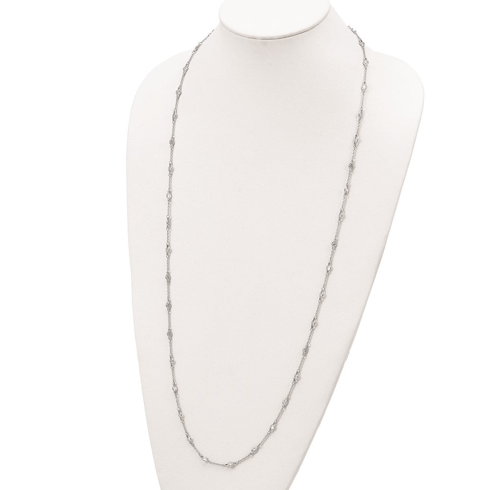 Cheryl M Sterling Silver Rhodium-plated Brilliant-cut Round CZ 42 Station 36 Inch Necklace 36 Inches