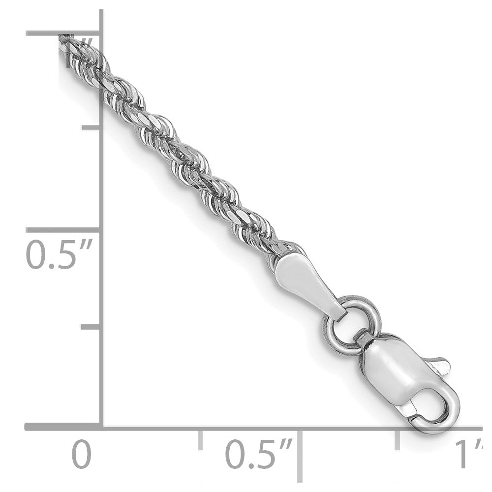 10k White Gold 2.25mm Diamond-Cut Rope Chain