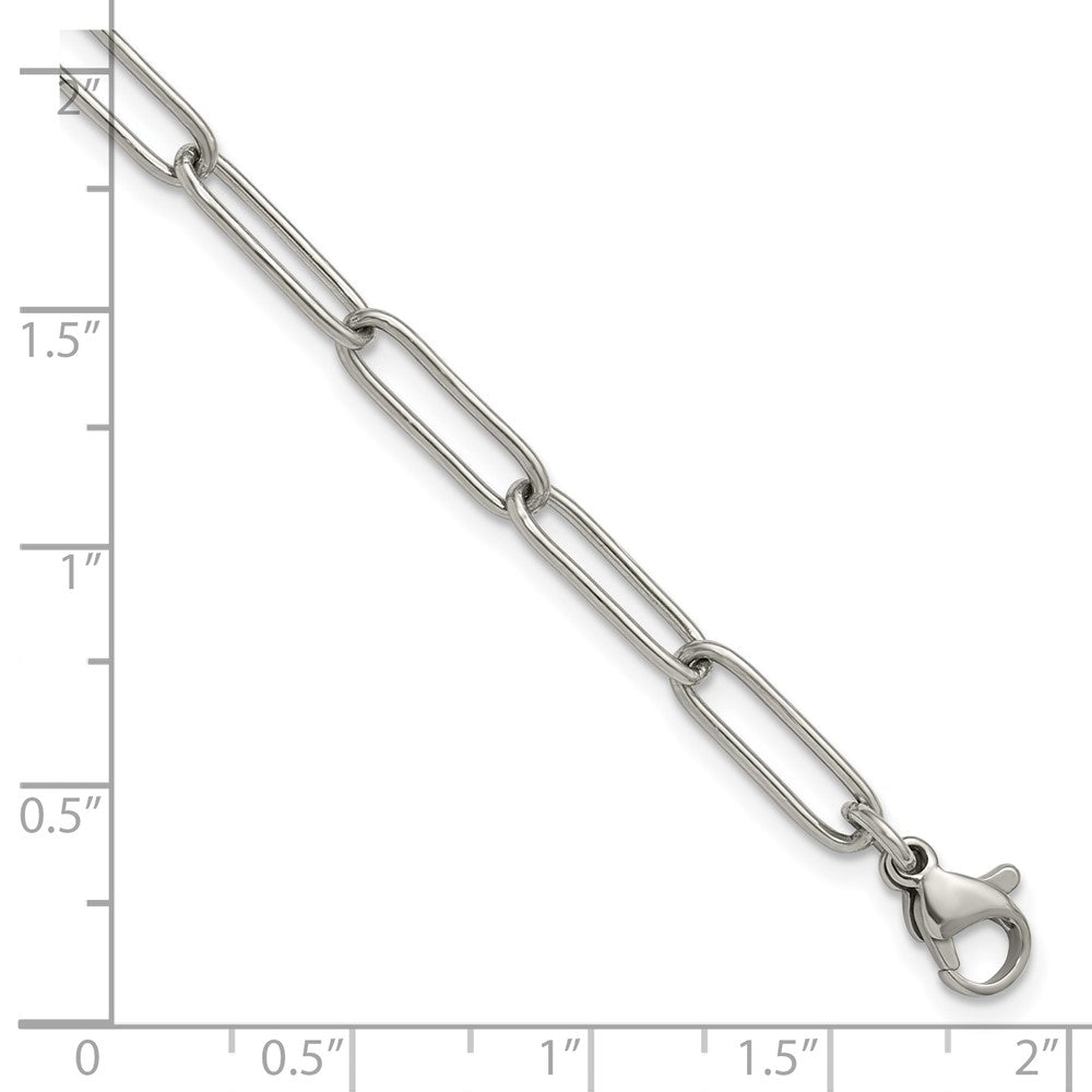Stainless Steel Polished Open Link Paperclip 7in w/1.25in ext Bracelet 7 inches