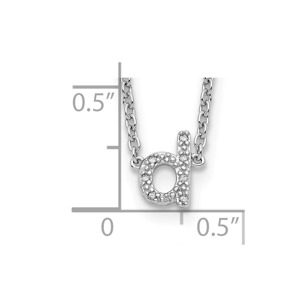 Sterling Silver Polished Diamond Initial d 16 with 2 in ext Necklace