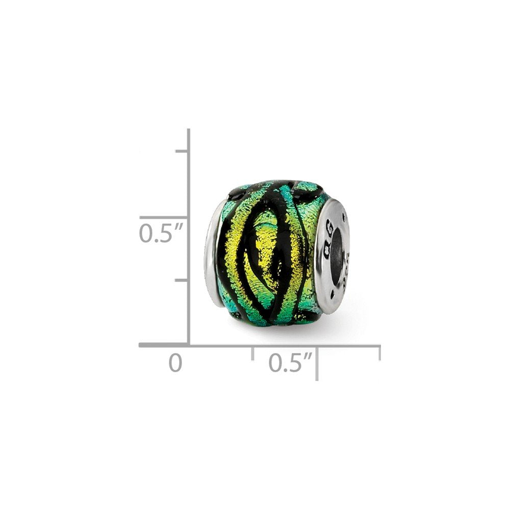 Sterling Silver Reflections Yellow Dichroic Glass Bead