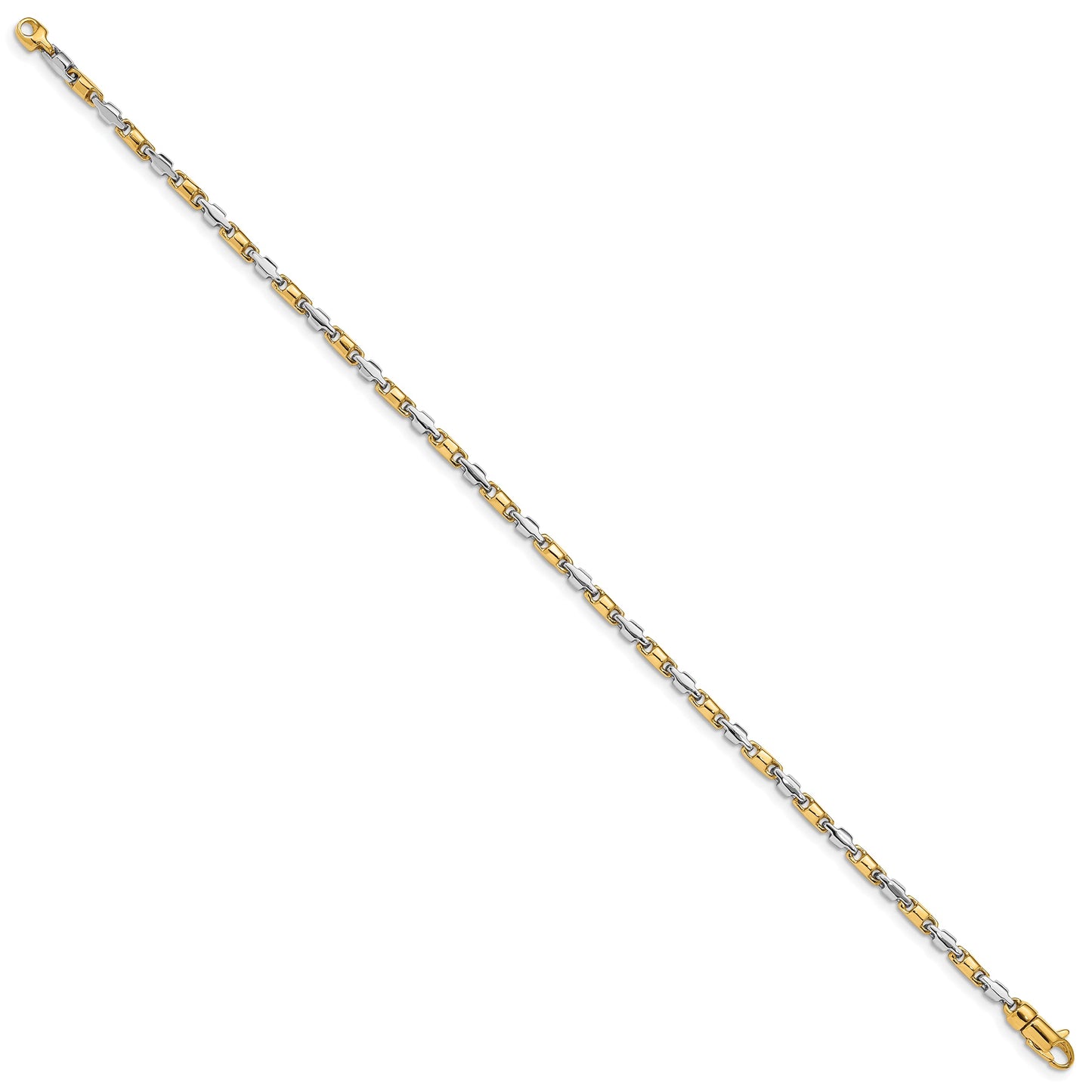 14K Two-tone 8 inch 2.5mm Hand Polished Fancy Link with Lobster Clasp Bracelet