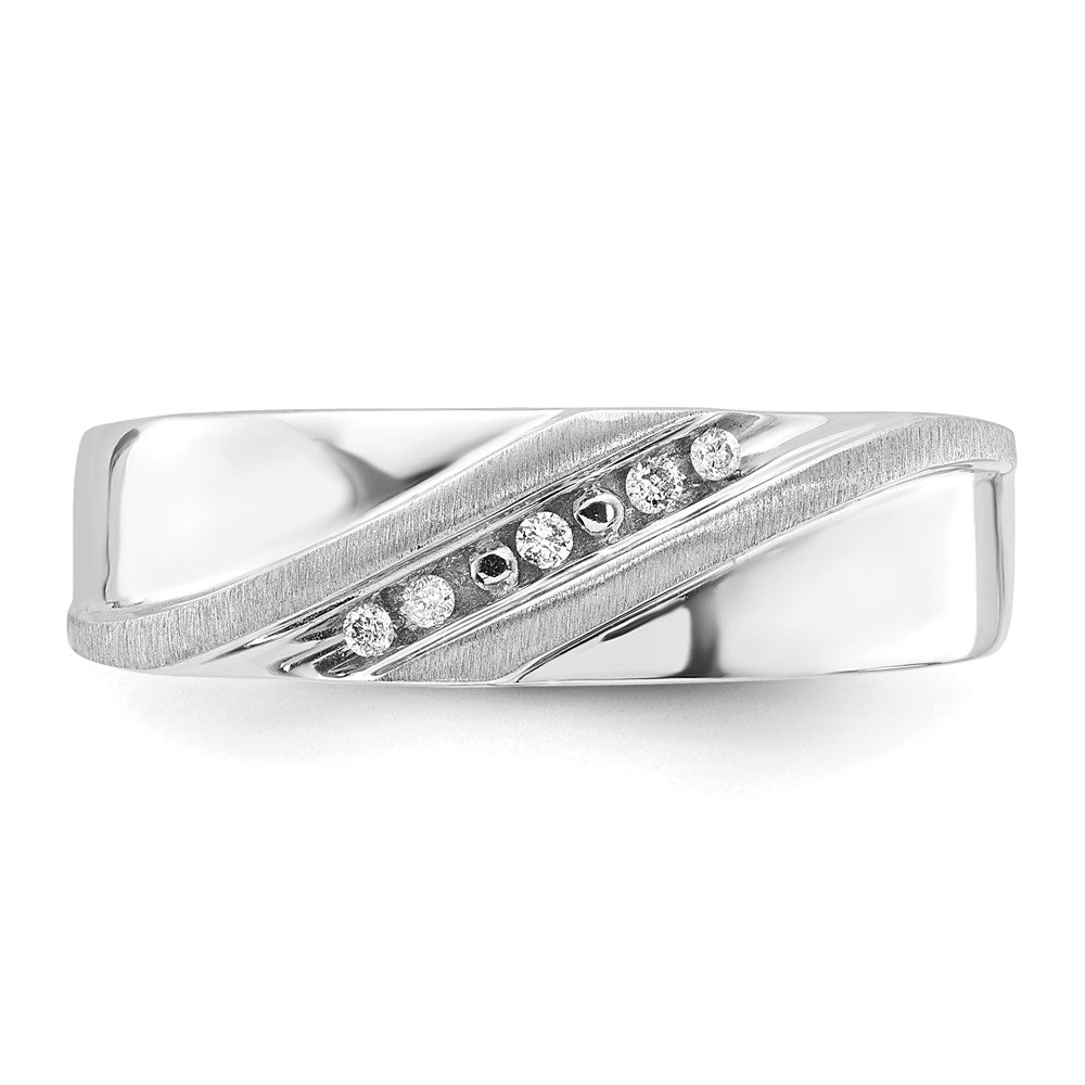 10K White Gold Polished & Brushed Diamond Band