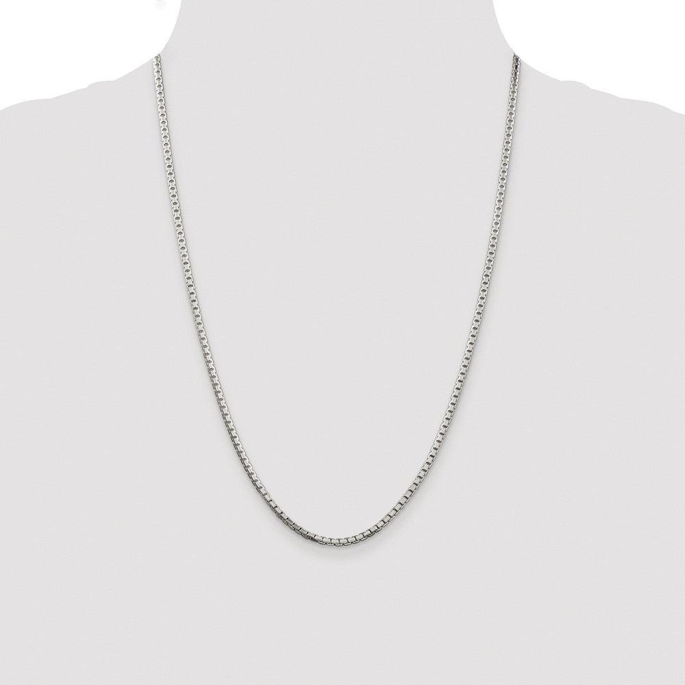 Sterling Silver Rhodium-plated 2.5mm 8 Sided Diamond-cut Box Chain