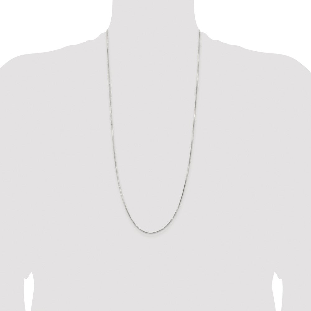 Sterling Silver Rhodium-plated 1.1mm Diamond-cut Round Box Chain